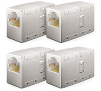 deleyCON 4 Pezzi Accoppiatore RJ45 (1000 Mbit) Gigabit Prolunga del Cavo LAN Cavo di Rete Ethernet Adattatore Connettore Compatibile con Cat8, Cat7, Cat6, Cat5 Cavo Patch LAN DSL POE Presa RJ45 2X