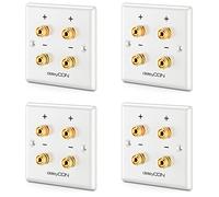 deleyCON 4 Pezzi Altoparlanti Multimediali Wallbox Scatola di Derivazione a Muro con Spina a Banana Prese per 2 Altoparlante (Rosso/Nero) - Sistema Audio Surround Hi-Fi Home Cinema Set di 4