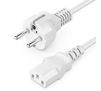 deleyCON 4m Cavo Alimentazione Corrente Linea Dispositivi con Spina Tipo F (CEE 7/7) a Presa C13 PC Computer Monitor Stampante Proiettore - Bianco