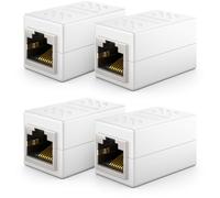 deleyCON 4x Adattatore RJ45 (1000 Mbit) - Giunto per Prolungare Cavi LAN Gigabit - Connettore Ethernet Compatibile con Cavi Cat8, Cat7, Cat6, Cat5 - Supporta DSL e PoE - 2 Porte RJ45 Femmina - Bianco