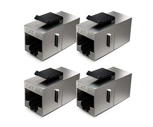 deleyCON 4x Modulo Keystone CAT6a Accoppiatore Patch 10 Gbit/s Schermato - Doppia Presa RJ45 per Patch Panel/Supporto Keystone - Estensione