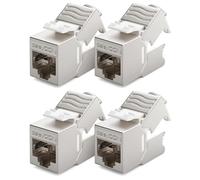 deleyCON 4x Modulo Keystone RJ45 Senza Utensili (10 Gbit/s, 500 MHz) LSA Completamente Schermato STP - Presa LAN per Cavi Patch Ethernet CAT8 CAT7 CAT6 CAT5, per Scatola a Muro e Patch Panel