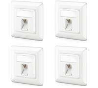 deleyCON 4x Presa di Rete CAT6a da Incasso con RJ45 Keystone - 10 Gbps, STP Schermata - Presa Dati per Patchcord, Cablaggio di Rete ed Ethernet da Installazione, Gigabit LAN - Bianco
