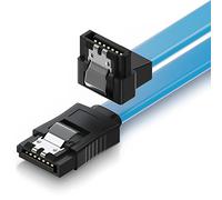deleyCON 50cm Cavo SATA III (S-ATA 3) - Cavo Dati/Connessione per HDD e SSD con Clip Metallica - Velocità 6 Gbit/s - 1 Connettore Dritto 1 Connettore a 90° L-Type - Blu