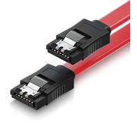 deleyCON 50cm Cavo SATA III S-ATA 3 Dati - Cavo Collegamento HDD SSD Connessione Clip Metallo 6 GBit/s - 2 Connettori L-Type Dritti - Rosso