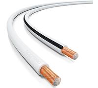deleyCON 50m Cavo per Altoparlanti 2x 2,5mm² Cavo Box Alluminio Rivestito in Rame CCA 2x50x0,25mm Treccia Marcatura di Polarità - Bianco