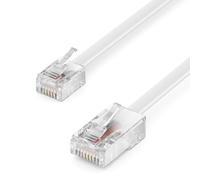 deleyCON 50m Cavo Telefonico RJ11 a RJ45 Cavo Modulare 99% Rame AWG 28 Cavo Piatto da Connettore RJ11 a Connettore di Rete RJ45 Presa Telefonica Modem Router Fax ISDN DSL VDSL Internet Bianco