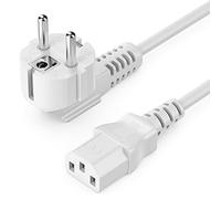 deleyCON 5m Cavo Alimentazione IEC - Spina Tipo F 90° su Presa C13 - per PC, Computer, Monitor, Stampanti, Proiettori - Bianco