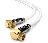deleyCON 5m Cavo Antenna SAT - 4K Ultra HD Full HD HDTV - Cavo Satellitare Coassiale - 2x Angolato - Connettore F (90°) a Connettore F (90°) - Connettori in Metallo - Bianco