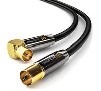 deleyCON 5m Cavo Antenna TV 4K Coassiale - 4K Ultra HD Full HD HDTV - 1x Spina IEC Angolata 90° a Presa IEC Dritta - TV Radio DVB-T2 - Connettori in Metallo - Nero