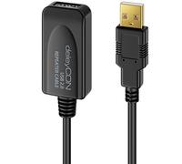 deleyCON 5m Cavo Attivo USB 2.0 Prolunga Attiva con Amplificatore di Segnale USB2.0 Ripetitore Cavo di Prolunga USB3.0 PC Stampante Scanner per Computer Nero