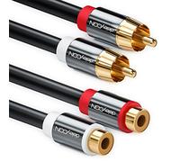 deleyCON 5m Cavo Prolunga Audio RCA Stereo - 2x Connettore a 2x Presa - Connettori Metallo Placcati Oro Nero