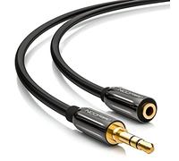 deleyCON 5m Cavo Prolunga Audio Stereo 3,5mm AUX - Nero | Cavo stereo AUX da jack da 3,5 mm con connettore metallico, per altoparlanti e cuffie.