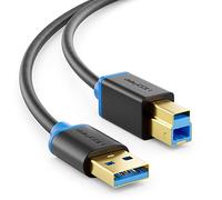 deleyCON 5m Cavo USB 3.0 Super Speed da USB A a USB B Cavo Dati Fino a 5 Gbit/s per es. Stampanti Scanner Stampanti Multifunzione Nero