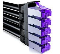 deleyCON 5x 0,25m CAT7 Cavo di Rete - 10 Gigabit - Corto 25cm Cavo Patch RJ45 Cavo Ethernet (Rame, Schermatura SFTP PiMF) LAN DSL Interruttore Modem Router Pannello Patch CAT7 CAT6 CAT5 - Nero