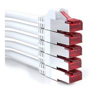 deleyCON 5x 0,25m Cavo Patch CAT6 Schermatura S/FTP PiMF CAT-6 RJ45 Rete Ethernet LAN DSL Switch Router Modem Access Point Patchpanel - Bianco