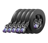deleyCON 5x 0,25m Cavo Rete CAT7 Piatto (CAT 7 con 10 Gbit/s) Gigabit LAN - RJ45 Ethernet Patch Corto Piatto - per Internet Switch Router Modem Patchpanel - Nero