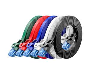 deleyCON 5x 0,5m Cavo Rete CAT6 Piatto - 1000 Mbit Gigabit LAN - CAT6 RJ45 Ethernet Patch Sottile Cavo Piatto - per Internet Switch Router Modem Patchpanel - Multicolore