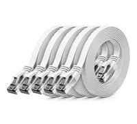 deleyCON 5x 1m Cavo di Rete CAT8 Piatto (40 Gbit/s, Rame) - Cavo LAN Gigabit Ethernet - Sottile Piatto Patch Lungo - Connettori RJ45 Compatibili con CAT8 CAT7 CAT6 - Bianco