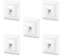 deleyCON 5x Presa di Rete CAT6a da Incasso con RJ45 Keystone - 10 Gbps, STP Schermata - Presa Dati per Patchcord, Cablaggio di Rete ed Ethernet da Installazione, Gigabit LAN - Bianco