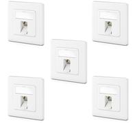 deleyCON 5x Presa di Rete CAT8 da Incasso con RJ45 Keystone - 40 Gbps, STP Schermata - Presa Dati per Cavo Patch, Cavi di Rete, Cavi Ethernet da Installazione, Gigabit LAN - Bianco