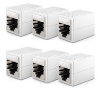 deleyCON 6 Pezzi Accoppiatore RJ45 (10 Gbit/s) per Estensione LAN - Connettore Adattatore Ethernet Compatibile con Cat8, Cat7, Cat6, Cat5 - Patch DSL POE 2X Presa RJ45 - Bianco