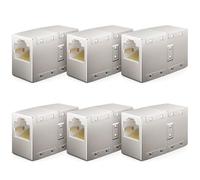 deleyCON 6 Pezzi Accoppiatore RJ45 (1000 Mbit) Gigabit Prolunga del Cavo LAN Cavo di Rete Ethernet Adattatore Connettore Compatibile con Cat8, Cat7, Cat6, Cat5 Cavo Patch LAN DSL POE Presa RJ45 2X
