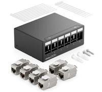 deleyCON 6 Porte CAT7 Set di Pannelli Patch con 6x CAT.7 RJ45 Modulo Jack Keystone STP 10 Gbit/s - Compatibile con Cavo di Installazione CAT6 CAT6a CAT7 CAT8 Cavo di Rete Ethernet LAN DSL - Nero