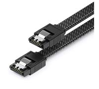 deleyCON 60cm Cavo SATA 3 Nylon 6 Gbit/s Dati SATA III Connessione Serial ATA Collegamento per Mainboard & Disco HDD SSD 2 Connettori S-ATA l Dritti Nero