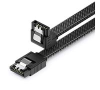 deleyCON 60cm Cavo SATA 3 Nylon 6 Gbit/s Dati SATA III Connessione Serial ATA Collegamento per Mainboard & Disco HDD SSD 1 Connettore S-ATA l 90° Angolato Nero