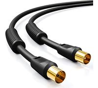 deleyCON 7,5m Cavo Antenna TV Coassiale HDTV Schermatura Quadrupla 2x Nuclei in Ferrite Filtri Corrente DVB-T DVB-T2 Radio DAB - Nero