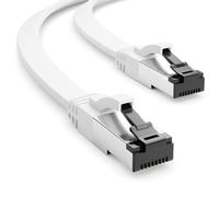 deleyCON 7,5m Cavo di Rete Cat8 Piatto, 40Gbps 2000MHz LAN - Bianco | Cavo patch Ethernet con connettore RJ45, per gaming, internet, TV, PC, switch, router, modem, pannello di permutazione
