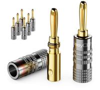 deleyCON 8 Pezzi Connettori a Banana Set - Placcato Oro Avvitabile per Cavo per Altoparlanti Cavo per Altoparlanti 0,75 mm - 4,5 mm & ad es. HiFi Audio Home Theater Ricevitore - Grigio
