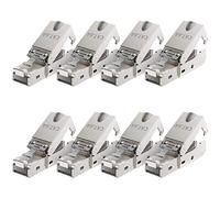 deleyCON 8x Connettore di Rete CAT 6a RJ45 con Connessione LSA per Cavi di Installazione Rigidi Schermati 10 Gbit/S Cavo LAN Connettore per Cavo di Rete CAT6a Alloggiamento in Metallo