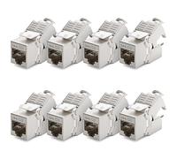 deleyCON 8x Modulo Keystone CAT7 - Compatibile con Cavi CAT7/CAT6/CAT6a - per Cavi Rigidi e Patch - Schermatura STP - Presa RJ45 fino a 1000 MHz e 10 Gbit/s - con Morsetto a Taglio (LSA)
