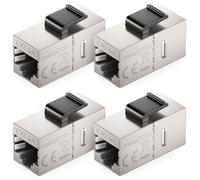deleyCON Accoppiatore Keystone RJ45 CAT6A (Set da 4 Pezzi) - STP, 2x Presa RJ45, 10 Gbit/s, 500 MHz, Collegamento 1:1 - Argento