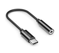 deleyCON Adattatore Audio USB-C a Jack 3,5mm - Chip DAC & TRRS - Connettore USB-C Maschio a Presa Jack - Compatibile con Smartphone, Tablet, Cuffie e Altoparlanti - Nero