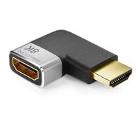 deleyCON Adattatore HDMI Connettore di Accoppiamento 8K@60Hz / 4K@120Hz UHD 7680x4320 Alluminio HDMI 2.1 ARC HDR10+ Dolby Vision VRR ALLM 48Gbps Angolato a Sinistra Grigio Nero