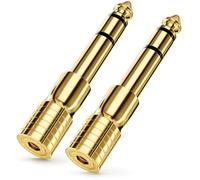 deleyCON Adattatore Jack 3,5 mm a 6,35 mm [2 Pezzi] - Connettore aux Stereo - Contatti Placcati Oro - per Cuffie, Altoparlanti, Chitarra, Amplificatore Hi-Fi, Tastiera, Mixer ecc.