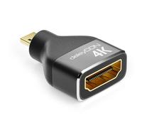 deleyCON Adattatore Micro HDMI Cavo di Accoppiamento Connettore 4K@60Hz / 2K@120Hz UHD 4096x2160 Alluminio HDMI 2.0 ARC HDR 3D VRR ALLM HDCP 18Gbps Nero