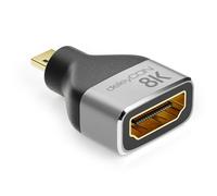 deleyCON Adattatore Micro HDMI Cavo di Accoppiamento Connettore 8K@60Hz / 4K@120Hz UHD 7680x4320 Alluminio HDMI 2.1 ARC HDR10+ Dolby Vision VRR ALLM 48Gbps Grigio Nero