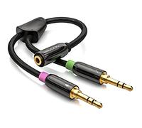 deleyCON Adattatore PC per Cuffie - Cavo Adattatore Audio Stereo Y Splitter - Jack 3,5mm 1x Femmina a 2x Maschi - per Cuffie Gaming con Microfono su PC o Laptop