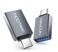 deleyCON Adattatore USB-C a USB 10 Gbps OTG (2 Pezzi) - Spina C a Presa A - per iPhone 17/16/15 Air/Pro/Max, Galaxy S25/S24/S23, A56, A16, Tablet, MacBook, iMac, iPad, Notebook ecc.