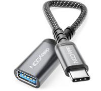 deleyCON Adattatore USB-C a USB 10 Gbps OTG - Spina C a Presa A - Cavo per iPhone 17/16/15 Air/Pro/Max, Galaxy S25/S24/S23, A56, A16, Tablet, MacBook, iMac, iPad, Notebook ecc.