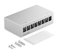 deleyCON Alloggiamento Patch Panel 8 Porte 1RU per Moduli Keystone 14,9mm x 17mm con Connettore Coassiale RJ45 BNC, F, Antenna RJ-11, Cinch Jack, USB, Toslink, PS2, HDMI - Grigio
