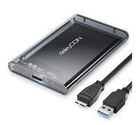 deleyCON Alloggiamento per Disco Fisso SSD USB 3.0 per SATA 3 da 2,5" Pollici SSD / HDD / 7 mm / 9,5 mm SATA III Dischi Fissi Alloggiamento Esterno UASP [Grigio Trasparente]