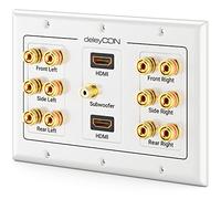 deleyCON Altoparlanti Multimediali Wallbox Scatola di Derivazione a Muro con Spina a Banana Prese & 2 Prese HDMI per Sistema Audio Surround 6.1 e Subwoofer Home Cinema