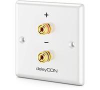 deleyCON Altoparlanti Multimediali Wallbox Scatola di Derivazione a Muro con Spina a Banana Prese per 1 Altoparlante (Rosso/Nero) - Sistema Audio Surround Hi-Fi Home Cinema