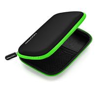 deleyCON Borsa del Disco Rigido Custodia HDD - Per Dischi Rigidi da 2,5" Pollici e SSD - Robusto e Antiurto - 2 Scomparti Interni con Tasche a Rete - Verde