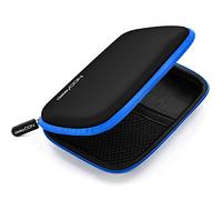 deleyCON Borsa del Disco Rigido Custodia HDD - Per Dischi Rigidi da 2,5" Pollici e SSD - Robusto e Antiurto - 2 Scomparti Interni con Tasche a Rete - Blu